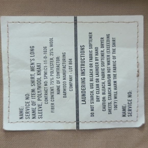 DEFENSE Logistics Agency Tan Button-Up Military Shirt - Picture 3 of 5